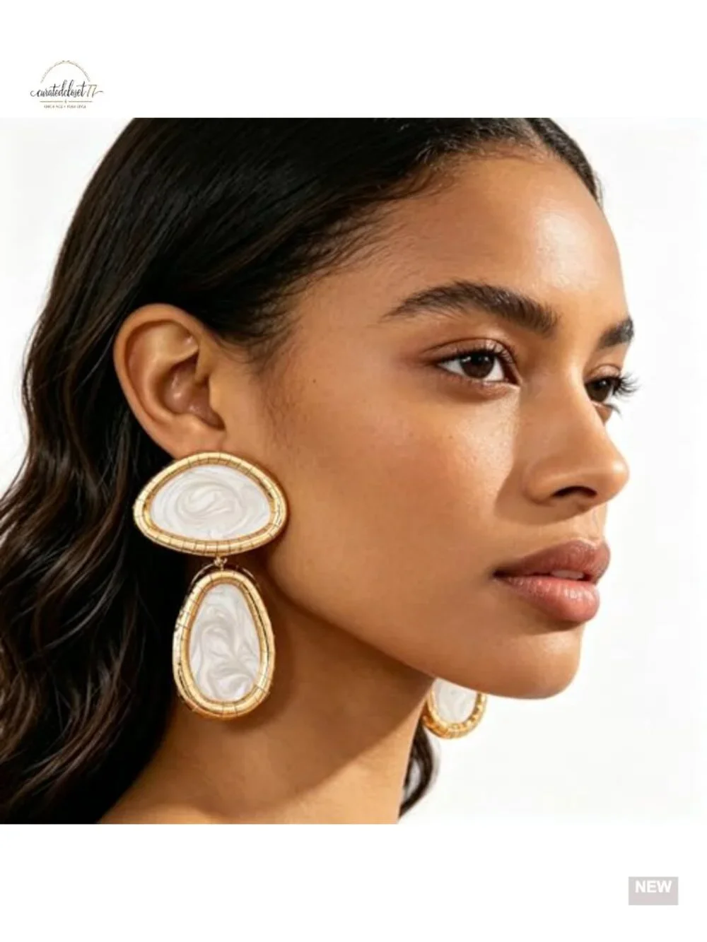 Vintage Chunky Gold Statement Earrings Bold Double Oval Dangle